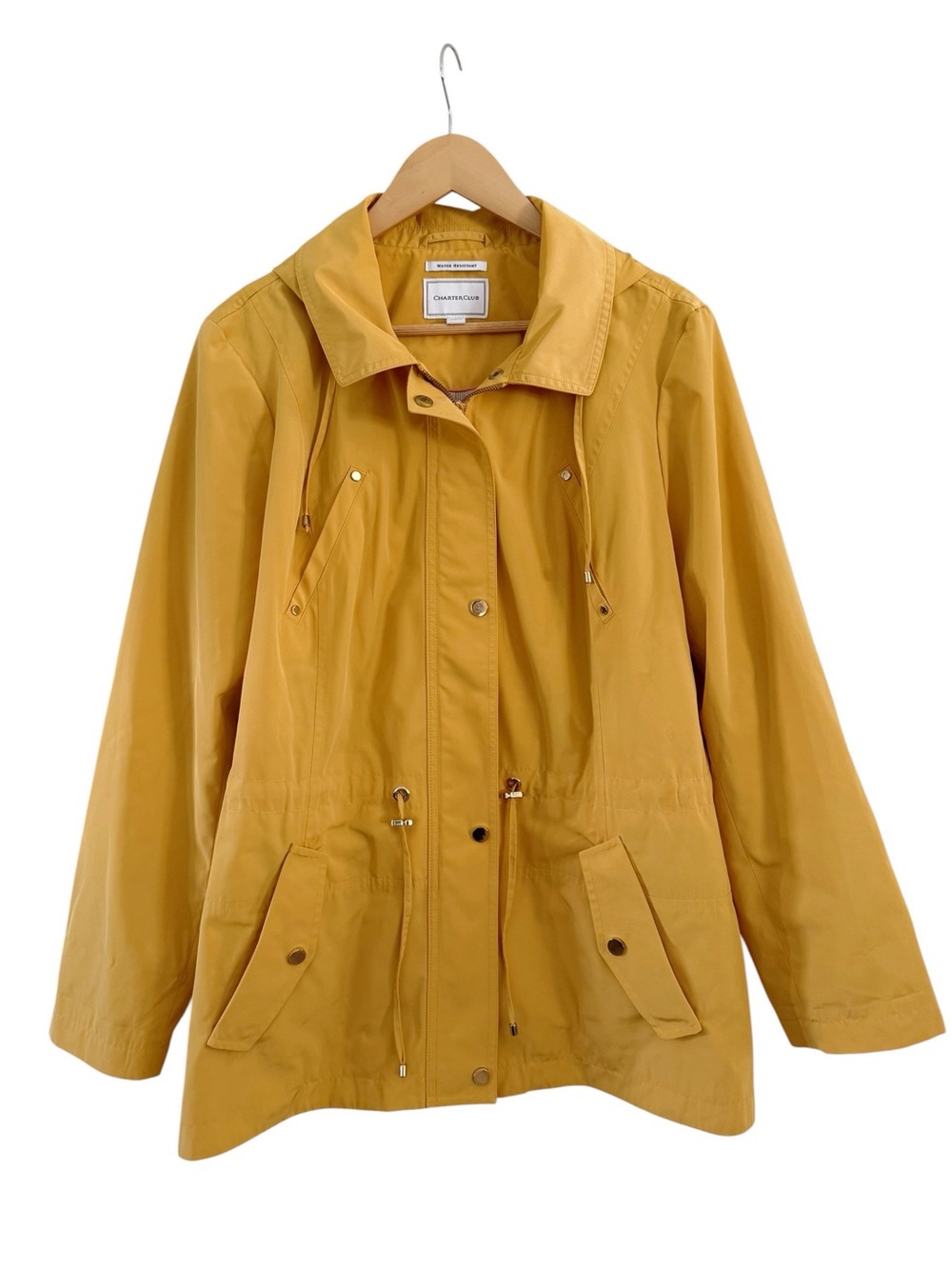Utility Rain Jacket Mustard Yellow Coat Gold Snaps Women’s Size XL